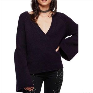 Free People Lovely Lines Bell Sleeve Sweater SZ M